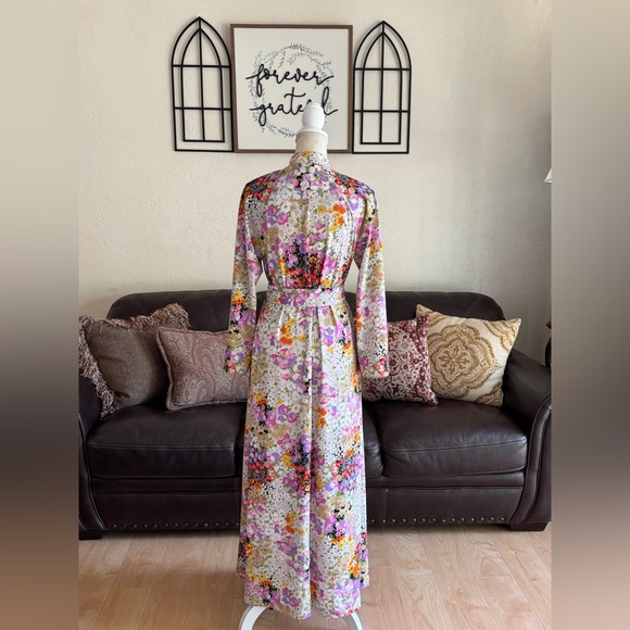 Christian Dior Loungewear Vintage Floral Print Dressing House Coat / Dress Sz M - Picture 6 of 14